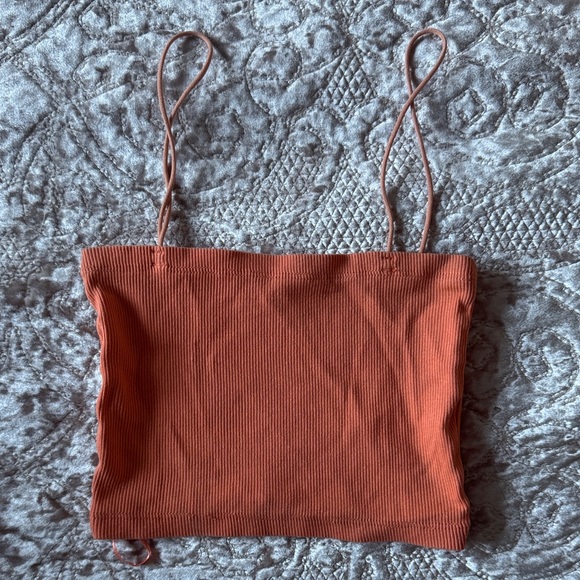 Zara Rust Ribbed Crop Top - Picture 1 of 1